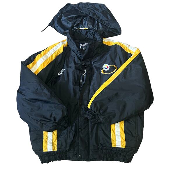 90s Vintage Pittsburgh Steelers Puffer Coat Logo Athletics ProLine Men's XL NFL - Picture 1 of 12